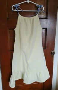 Vince Camuto Girl's 12 Yellow White Striped Sleeveless Cotton Polyester Dress  - Picture 1 of 6