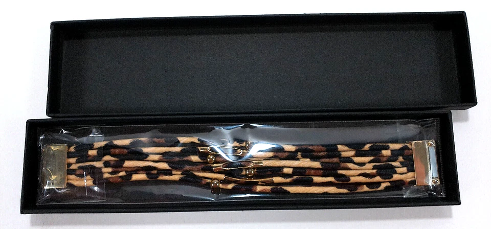 Brazalete Azora Estampado Guepardo Multi Hilos Envoltura Cuentas Estilo Boho 7.75" Foto 1 de 1