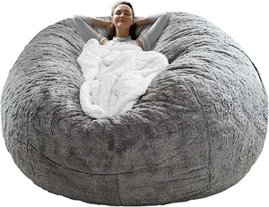 Giant Bean Bag Sofa Living Room Chair Memory Soft Protect Cover  6ft Light Grey - Picture 1 of 7