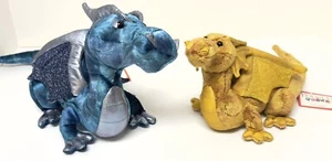 JADE the Plush BLUE TEAL & GOLD DRAGONS Stuffed Animal by Douglas Cuddle Toy LOT - Picture 1 of 12