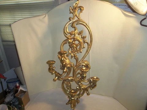 Vintage Dart Industries Gold Hollywood Regency 5 Arm Wall Sconce #4049 35” 1968 Cover