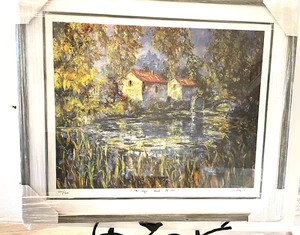 🔥 "Bridge and River" Duaiv Offset Lithograph Signed Print Framed Artist Proof - Picture 1 of 6