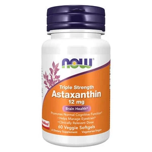 NOW FOODS Astaxanthin 12 mg Triple Strength 60 Veg Softgels, Balanced Immune - Picture 1 of 6