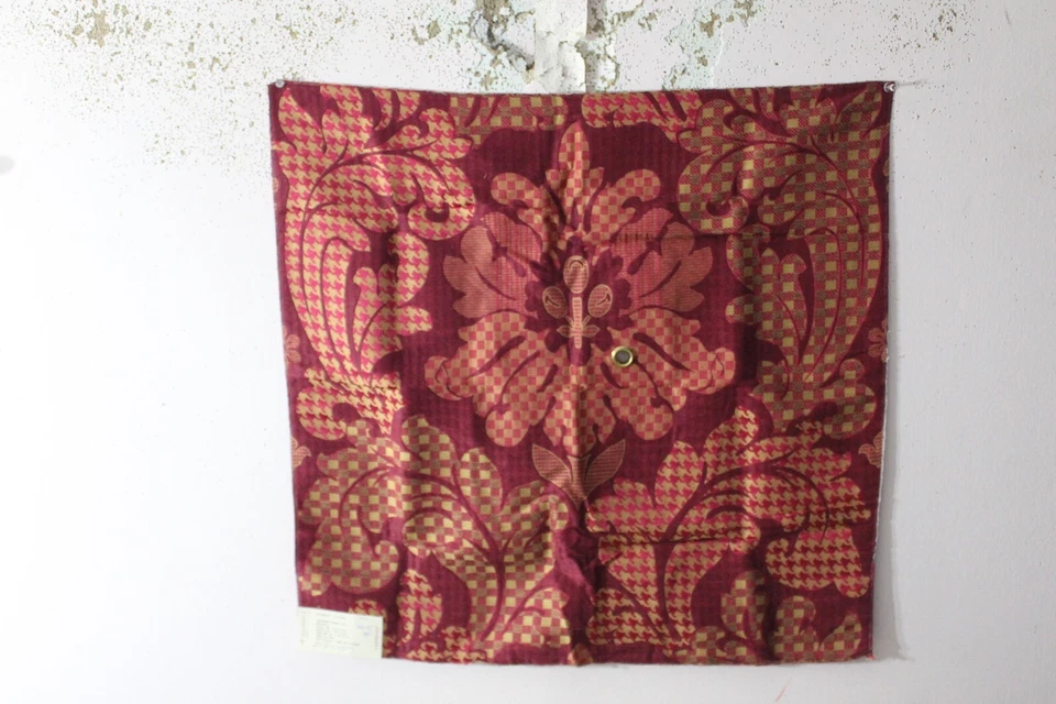 Mulberry Home, Patchwork Damask Silk, 25.50" W X 25" L, Color Red and Gold - Image 1 of 1