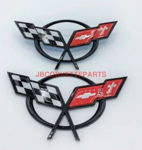 97 - 04 Corvette C5 Front & Rear Emblem SET Reproductions of 19207384 & 19207385 - Foto 1 di 2