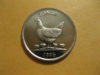 Moneda Tonga 1996 gallina con pollitos monedas sin circular monedas pequeñas súper bonitas pollo FAO Foto 1 de 2