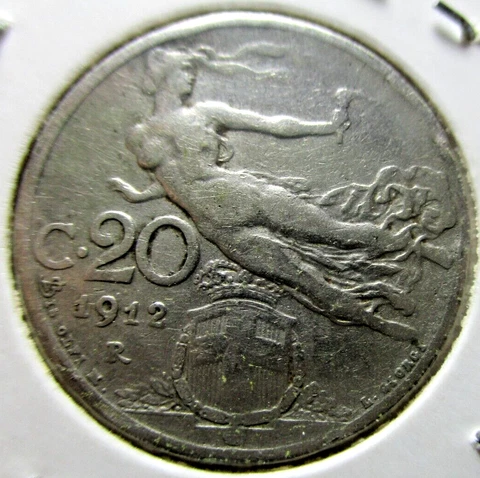 1912 R  ITALY 20 CENTESIMI COIN -  #69/2/23 Cover