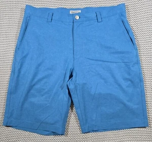 Peter Millar Performance Shorts 10" Men Sz 34 Blue Golf Flat Front Chino Stretch - Picture 1 of 11