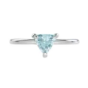2Ct Trillion Cut Lab Created Aquamarine Diamond Women Ring 14K White Gold Finish - Picture 1 of 13