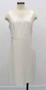 Ann Taylor Ivory Sheth Dress with Embroidery Wasit Womens 8 Sleeveless - Picture 1 of 14