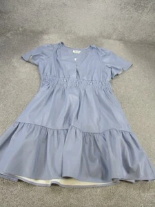 Anthropologie X Molly Short Maxi Dress Womens Large Purple Faux Leather - Picture 1 of 8