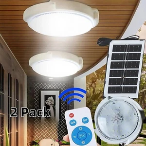 2PCS Solar Power Ceiling Pendant Light Remote Control Lamp Out/Indoor Waterproof - Picture 1 of 16