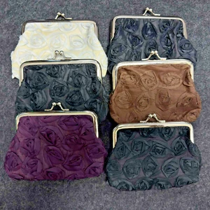 3 Pcs Rose Flower Buckle Coin Purses Vintage Pouch Kiss-lock Change Purse Wallet - Picture 1 of 7