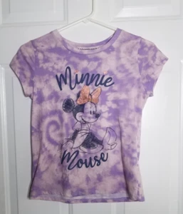 Girls Disney Minnie Mouse Purple Tie Dye & Gold Shiny S/S Pullover Top Size XL - Picture 1 of 7