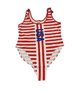 Women's Plus Size USA Stripes Graphic Bodysuit - White 3X - Picture 1 of 2