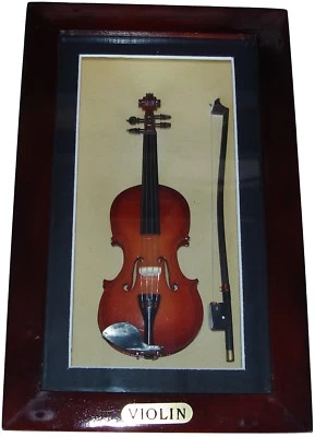 Shadow Box framed with handmade collectible miniature Violin (6.8" x 4.8") - Image 1 of 2
