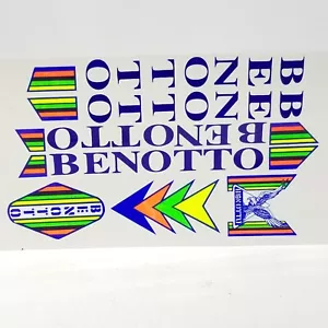 Juego de calcomanías Benotto italianas de colección marco pegatinas ciclismo azul amarillo verde brillo - Imagen 1 de 9