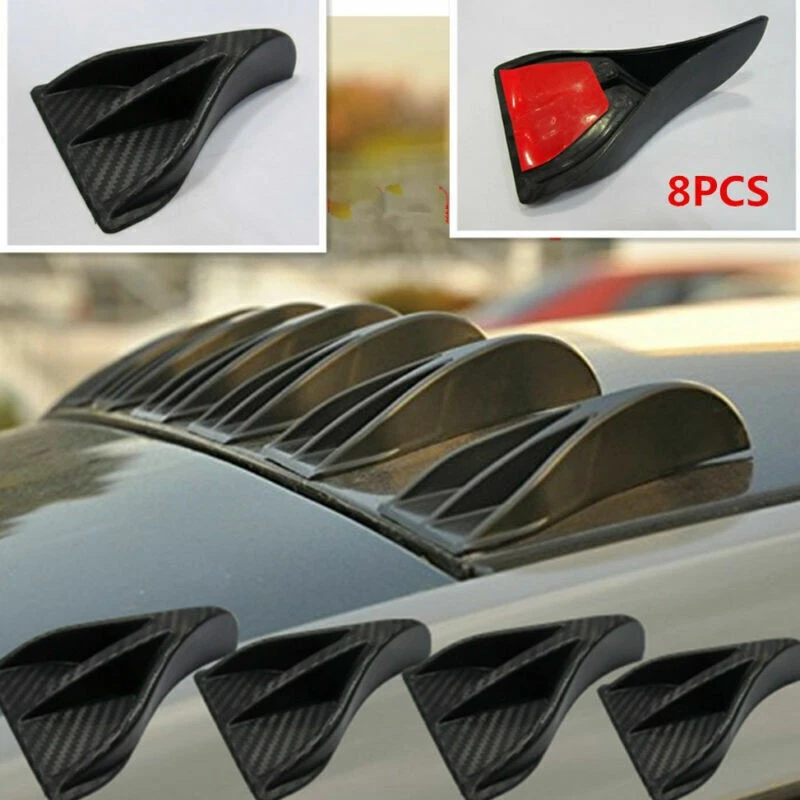 8x Alerón de aleta de tiburón generador vórtice estilo fibra de carbono para maletero de techo de coche Foto 1 de 4