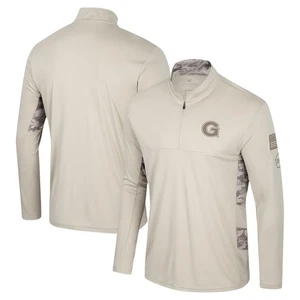 Men's Colosseum Natural Georgetown Hoyas OHT Military Appreciation Quarter-Zip - Picture 1 of 4
