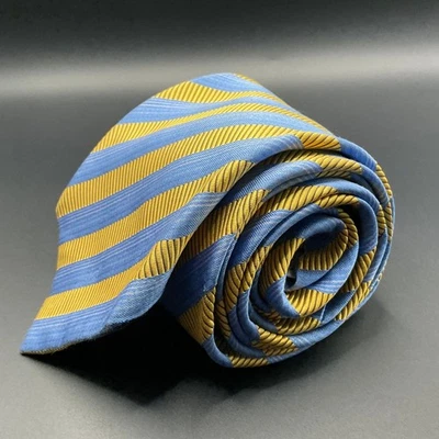 Corbata XMI Platino Para Hombre Azul Dorado Diagonal Rayas Seda Hecha a Mano Clásica Foto 1 de 4