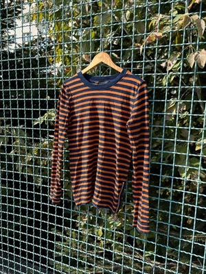 Marc by Marc Jacobs Black & Orange Striped Crewneck Long-Sleeve Shirt size s - Image 1 of 4