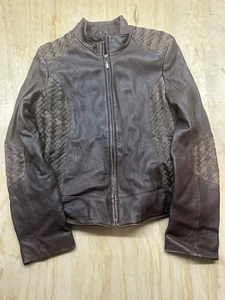 Chaqueta de Cuero Raffaelo De Colección Marrón Cesta Trenza Codo Parches Talla S Para Mujer’s - Imagen 1 de 12