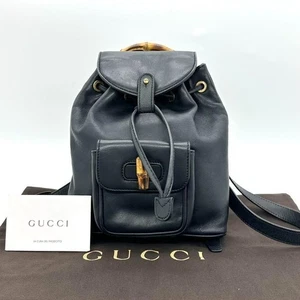 Gucci Bamboo Mini Rucksack Schwarz Leder Vintage Authentic Damen Klein - Bild 1 von 13