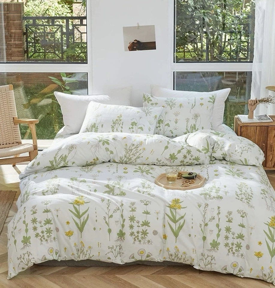  Juego de edredón botánico 3 piezas King, Flowers n Leaves King (102"x90") Hojas01 Foto 1 de 4