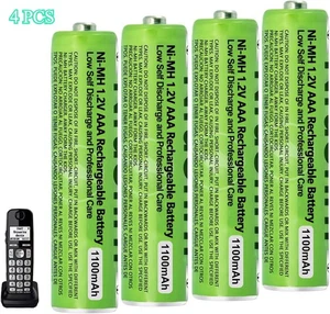 4 PIEZAS Baterías Recargables Ni-MH AAA 1100mah 1.2V para Teléfonos Inalámbricos Panasonic - Imagen 1 de 14