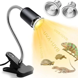 Lámpara de calor reptil tortuga lagarto 2 bombillas ajustable para tomar el sol lámpara de calefacción con clip - Imagen 1 de 12