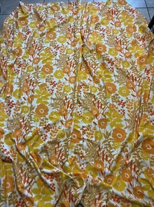 Vintage 1960’s Retro Yellow Orange Floral Cotton Rayon Patio Door Curtain 92x108 - Bild 1 von 4