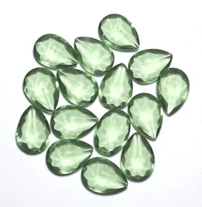 10 Pcs Lab-Created Green Amethyst Necklace Making Pear Faceted Lot 4x13x18 mm - Picture 1 of 2