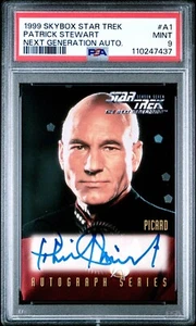 1999 SKYBOX STAR TREK PATRICK STEWART TNG AUTO AUTOGRAPH #A1 RC ROOKIE PSA 9 - Picture 1 of 2