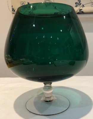 Vintage Outsize Retro 70's Clear Stem Green Balloon Glass - 22cm tall x18cm Dia - Image 1 of 4