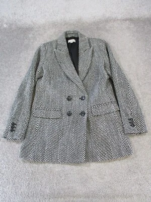 Loft Sports Coat Womens 0 Black White Wool Herringbone Blazer - Image 1 of 4