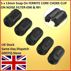 5x 13mm Ferrita Clip Abrazadera Coaxial Cable TV RG213 Ultraflex/Hiperflex - Imagen 1 de 3