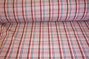 NEW Pink/Teal/Yellow Plaid polyester cotton fabric cloth material, craft quilts - Picture 1 of 7