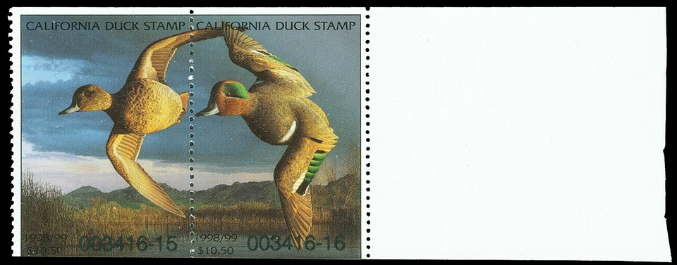 Scott CA29 1998 $10.50 California Duck Stamp Mint VF OG NH Cat $32.50 - Image 1 of 1