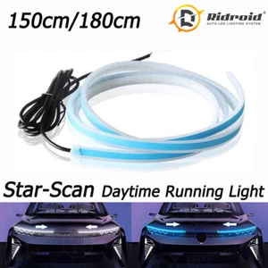 1.8M/1.5M Start Scan LED DRL Hood Light Strip Engine Cover Daytime Running Light - Picture 1 of 27