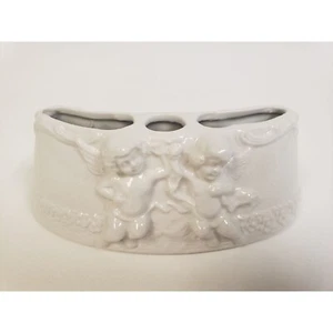Dresden Vintage Cherubs White Glazed Bud Vase and Candle Holder - Picture 1 of 7