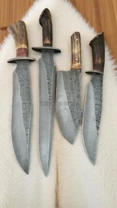 A lot of 4 Handmade J2 Steel Blade | Hunting Bowie Knife with Stag Antler Handle - Picture 1 of 3