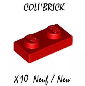 Lego 3023 - 10x Brique Plaque / Brick Plate 1x2 - Rouge / Red - 6225 28653 NEUF - Imagen 1 de 1