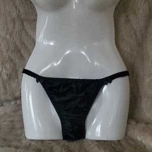 Vintage Black Silk Satin String Bikini Joe Boxer Style Panty Small / Medium - Picture 1 of 10