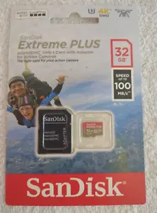 SanDisk Extreme Plus microSDHC UHS-I Card | 32GB SDSQXBO-03G-ATCAA - Picture 1 of 1