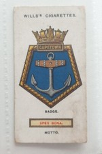 Wills Cigarettes Ships Badges Capetown card#10