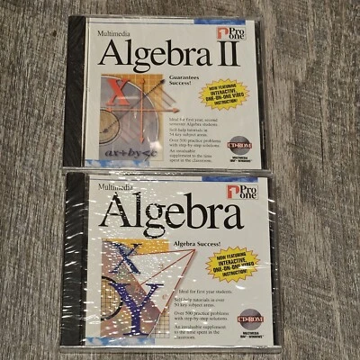 Algebra and Agebra II Pro One Multimedia Interactive CD-ROM 1995 New - Image 1 of 3