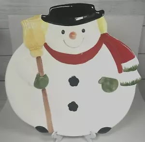 Bandeja para servir galletas de Navidad muñeco de nieve vintage grande redonda 14" Japón - Imagen 1 de 9