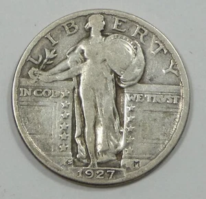 25 centavos de plata fina Standing Liberty 1927-S - Imagen 1 de 4