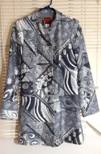 Gray Vintage Kenzo Jungle Long Silk Jacket Women's Coat Small - Picture 1 of 4