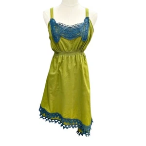 Matilda Jane Good Hart Summer Breeze Dress Size L Green Blue Crochet Lace BOHO - Picture 1 of 8